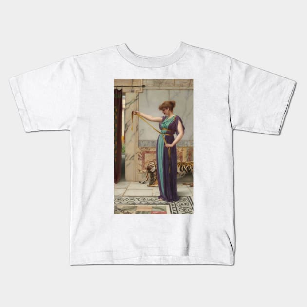 A Pompeian Lady by John William Godward Kids T-Shirt by Classic Art Stall